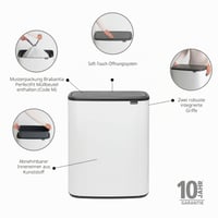 Odpadkový kôš Brabantia Bo Touch Bin na triedený odpad, bezdotykový, 60 l, biely, s vnútornými vedrami 2