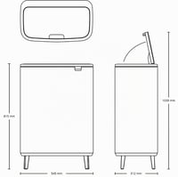 Odpadkový kôš na triedený odpad Brabantia Bo Touch Bin, 2 x 30 l, matná oceľ s úpravou proti odtlačkom prstov, s 2 vnútornými nádobami, 54,5 x 31,2 x 81,5 cm 8