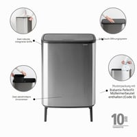 Odpadkový kôš na triedený odpad Brabantia Bo Touch Bin, 2 x 30 l, matná oceľ s úpravou proti odtlačkom prstov, s 2 vnútornými nádobami, 54,5 x 31,2 x 81,5 cm 2