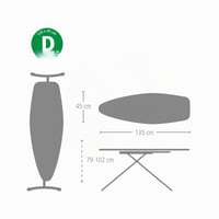 Žehliaca doska Brabantia D 135x45 cm Denim Black, extra široká pracovná plocha, žiaruvzdorná zóna pre parný generátor, skladacia, vhodná na žehlenie v sede, Fairtrade 5