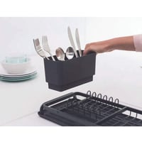 Uscător de vase Brabantia Compact, Gri închis, 20x46 cm, din aluminiu, cu tavă de scurgere și coș detașabil pentru tacâmuri 5