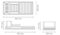Uscător de vase Brabantia Compact, Gri închis, 20x46 cm, din aluminiu, cu tavă de scurgere și coș detașabil pentru tacâmuri 3