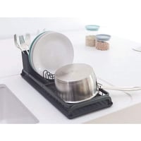 Uscător de vase Brabantia Compact, Gri închis, 20x46 cm, din aluminiu, cu tavă de scurgere și coș detașabil pentru tacâmuri 4