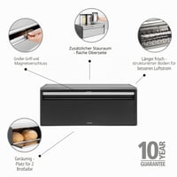 Brabantia Fall Front chlebník - Veľký zásobník na chlieb, bagety a pečivo - Priestorovo úsporný dizajn s plochým vrchom - Možnosť montáže na stenu 3