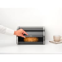 Brabantia Kutija za kruh s rolo poklopcem - srednja veličina, mat crna, s ravnim poklopcem, izdržljivi čelik, za pohranu peciva i kruha, za radnu površinu 5