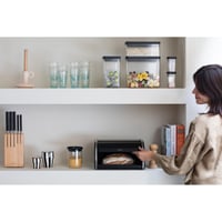 Brabantia Kutija za kruh s rolo poklopcem - srednja veličina, mat crna, s ravnim poklopcem, izdržljivi čelik, za pohranu peciva i kruha, za radnu površinu 7