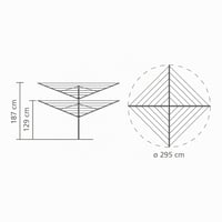 Brabantia Lift-O-Matic kültéri ruhaszárító állvány, 60 m, szürke, magasságállítható 129-187 cm, UV-álló, forgó karok, 45 mm talajhorgony 7