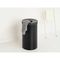 Coș de rufe Brabantia Matt Black cu capac, 60 L, sac de bumbac detașabil și orificiu Quick-Drop, cu economie de spațiu 7