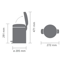 Coș de gunoi cu pedală Brabantia NewIcon, cu găleată interioară din plastic, alb, 5 litri 6