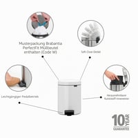 Coș de gunoi cu pedală Brabantia NewIcon, cu găleată interioară din plastic, alb, 5 litri 2