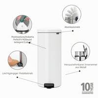 Pedálový odpadkový kôš Brabantia newIcon s vnútornou kovovou nádobou, 30 litrov - biely 2