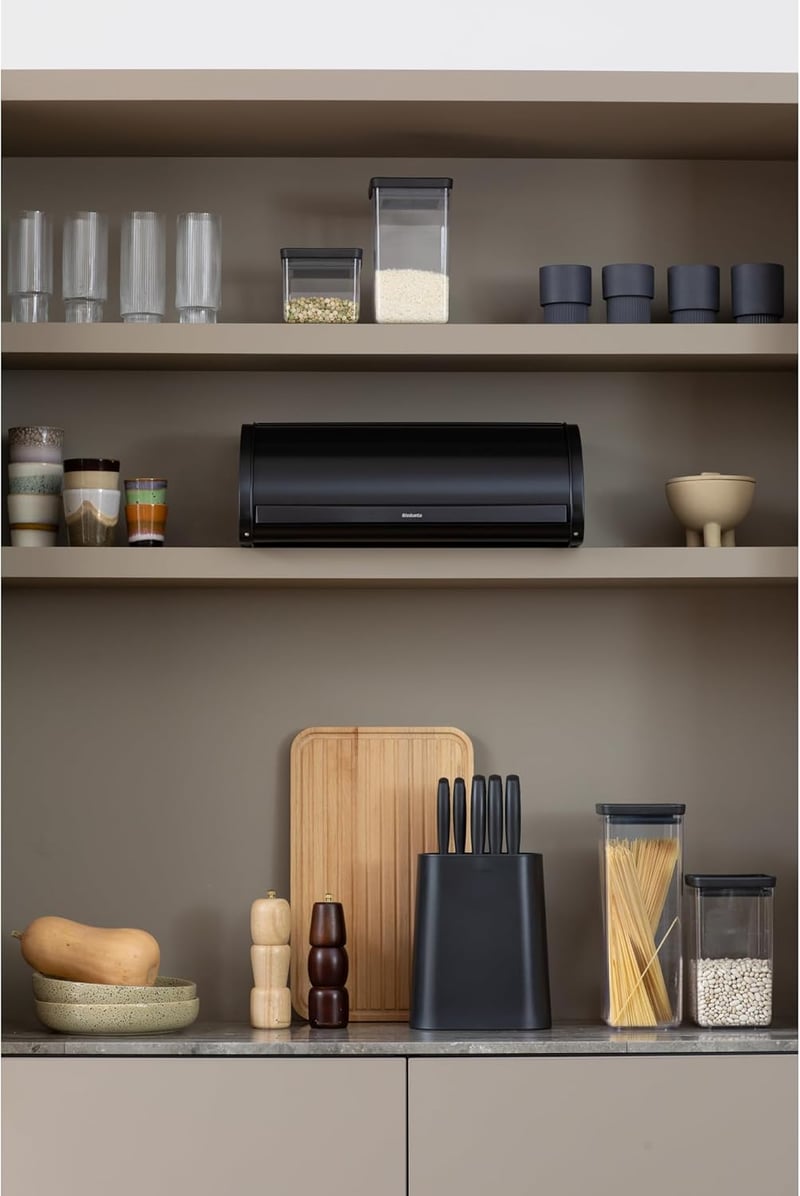Brabantia Roll Top kenyértartó fém matt fekete konyhai tároló