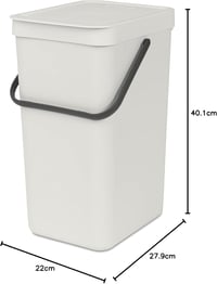 Brabantia Sort & Go Hulladékválogató Kuka 16L Sötétszürke, Levehető és Nyitva Maradó Fedéllel, Fogantyúval, Könnyen Tisztítható Konyhai Szemetes 8