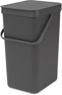 Brabantia Sort & Go Hulladékválogató Kuka 16L Sötétszürke, Levehető és Nyitva Maradó Fedéllel, Fogantyúval, Könnyen Tisztítható Konyhai Szemetes 1
