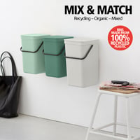 Brabantia Sort & Go Hulladékválogató Kuka 16L Sötétszürke, Levehető és Nyitva Maradó Fedéllel, Fogantyúval, Könnyen Tisztítható Konyhai Szemetes 7