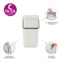 Brabantia Sort & Go Hulladékválogató Kuka 16L Sötétszürke, Levehető és Nyitva Maradó Fedéllel, Fogantyúval, Könnyen Tisztítható Konyhai Szemetes 3