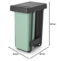 Set de coșuri de gunoi extensibile Brabantia Sort & Go, 2 x 30 L, încorporabil sub blatul de lucru, sistem dublu de sortare a deșeurilor, șine cu glisare lină, găleți interioare detașabile, gri și verde 8