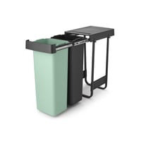 Set de coșuri de gunoi extensibile Brabantia Sort & Go, 2 x 30 L, încorporabil sub blatul de lucru, sistem dublu de sortare a deșeurilor, șine cu glisare lină, găleți interioare detașabile, gri și verde 2