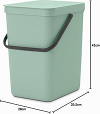 Coș de gunoi Brabantia Sort & Go cu capac 25L gri închis, container de deșeuri portabil cu capac detașabil și blocabil, ușor de curățat pentru bucătărie 6