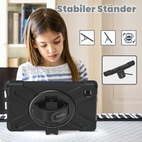 BRAECN Puzdro na Samsung Galaxy Tab A7 Lite 8.7" 2021, nárazuvzdorné s 360° otočným stojanom a remienkom na ruku, s popruhom cez rameno, SM-T225/T220/T227, čierne 4