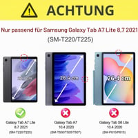 BRAECN Puzdro na Samsung Galaxy Tab A7 Lite 8.7" 2021, nárazuvzdorné s 360° otočným stojanom a remienkom na ruku, s popruhom cez rameno, SM-T225/T220/T227, čierne 2
