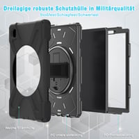BRAECN Puzdro na Samsung Galaxy Tab A7 Lite 8.7" 2021, nárazuvzdorné s 360° otočným stojanom a remienkom na ruku, s popruhom cez rameno, SM-T225/T220/T227, čierne 6