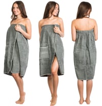 Dámsky saunový kilt Brandsseller, veľkosť S-XXL, so suchým zipsom, elastickým pásom a vreckom, 100 % bavlna, sivý 6