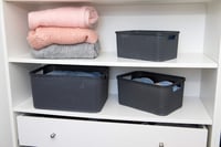 Set 2 coșuri de depozitare din plastic BranQ Home Essential, model ratan împletit, mărimea L, 19 litri, culoarea crem 4