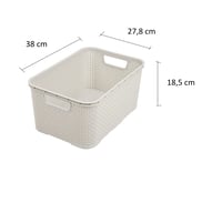Set 2 coșuri de depozitare din plastic BranQ Home Essential, model ratan împletit, mărimea L, 19 litri, culoarea crem 2