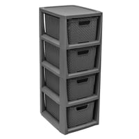 Raft BranQ Home Essential cu aspect de ratan, plastic, antracit, 23 x 29 x 65 cm 1