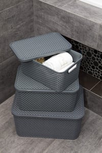 Set 2 coșuri BranQ Home Essential cu model rattan, mărimea S, 7 L, plastic polipropilenă, antracit 3
