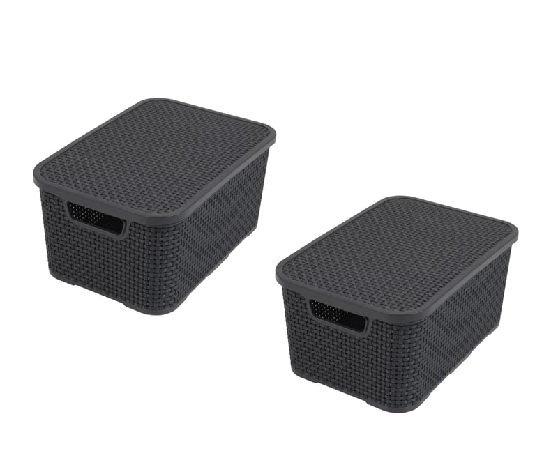 Set 2 coșuri BranQ Home Essential cu model rattan, mărimea S, 7 L, plastic polipropilenă, antracit