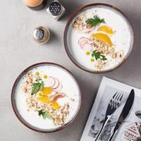 Braozaiw 800ml kerámia ramen tál szett halakkal, japán nodle bowlok evőeszközzel 6