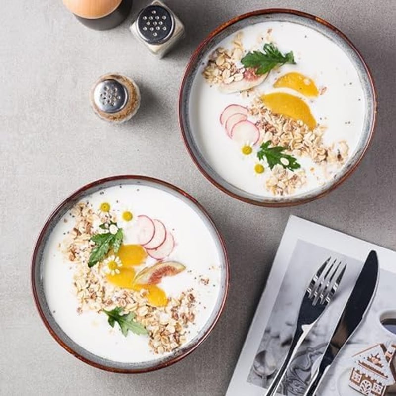 Braozaiw 800ml kerámia ramen tál szett halakkal, japán nodle bowlok evőeszközzel