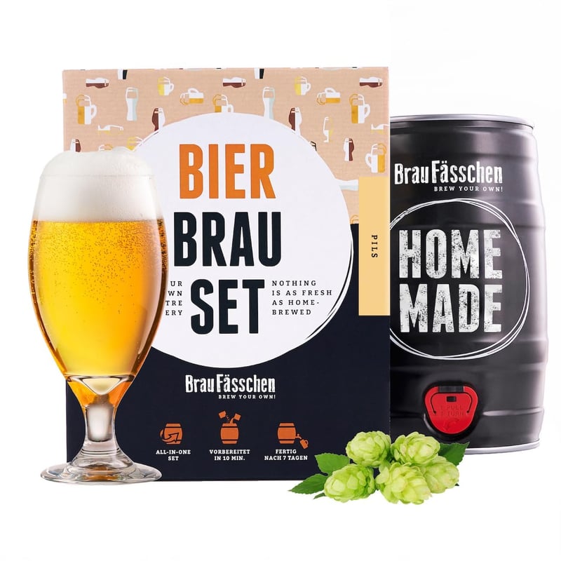 Kit de preparare a berii braufaesschen pentru acasă, bere tip Pils la butoi de 5 litri, gata în 7 zile, cadou pentru bărbați, iubit sau tată