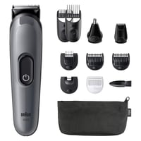 Braun AIO3565 Multigroom All-in-One Series 3 trimer 11 u 1, sivi - trimer za bradu, nos i kosu, 14 postavki duljine, 50 minuta baterije 7