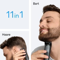 Braun AIO3565 Multigroom All-in-One Series 3 trimer 11 u 1, sivi - trimer za bradu, nos i kosu, 14 postavki duljine, 50 minuta baterije 3