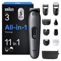 Braun AIO3565 Multigroom All-in-One Series 3 trimer 11 u 1, sivi - trimer za bradu, nos i kosu, 14 postavki duljine, 50 minuta baterije 1