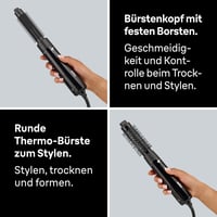 Perie cu aer cald Braun AS1.5 – Uscător de păr compact de 300W, perie termică rotundă și perie cu peri ficși, 3 trepte de temperatură/viteză, negru, BRAS150E 4
