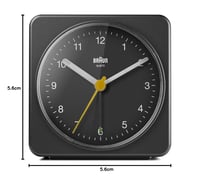 Analógový budík Braun BC03B v čiernej farbe – funkcia snooze a podsvietenie, tichý quartzový strojček, luminiscenčné ručičky, crescendo budenie 3