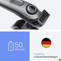 Braun BT3525 Series 3 bežični trimer za bradu za muškarce, ultraoštra oštrica, 40 postavki duljine, 50 minuta baterije, 4 nastavka, siva 6