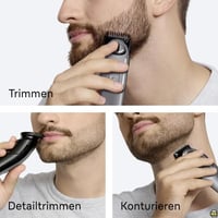 Braun BT3525 Series 3 bežični trimer za bradu za muškarce, ultraoštra oštrica, 40 postavki duljine, 50 minuta baterije, 4 nastavka, siva 5