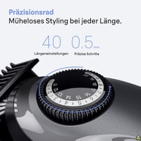 Braun BT3525 Series 3 bežični trimer za bradu za muškarce, ultraoštra oštrica, 40 postavki duljine, 50 minuta baterije, 4 nastavka, siva 3