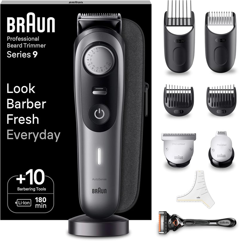 Braun BT9420 Szakmai Szakállvágó 40 Fokozat Vezeték Nélküli Vízálló - +10 beard tools