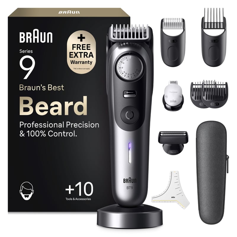 Aparat de tuns barba fără fir Braun BT9440 Series 9 pentru bărbați, crom
