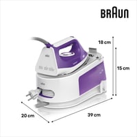 Parná žehliaca stanica Braun CareStyle 1 IS 1014 VI, parný ráz 360 g/min, nádržka 1,5 l, žehliaca plocha SuperCeramic, 2200 W, fialová 3