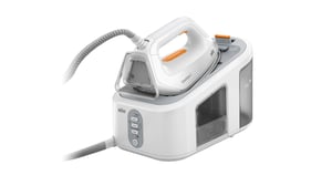 Parna postaja Braun CareStyle 3 IS3132WH s podnicom FreeGlide 3D — Spremnik za vodu je slomljen, uređaj se uključuje, korišteno (stanje: vidi 2. sliku)