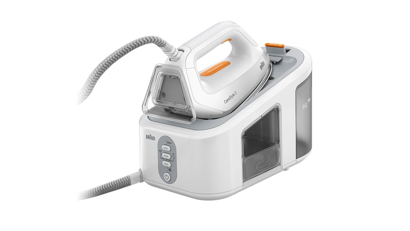 Parný generátor Braun CareStyle 3 IS3132WH so žehliacou plochou FreeGlide 3D — Nádržka na vodu je prasknutá, zariadenie sa zapne, použité (stav: pozri 2. obrázok)