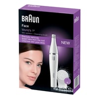 Epilator facial Braun FaceSpa 810 pentru femei, dispozitiv de epilare și perie de curățare facială, rezistent la apă, alb/argintiu 1