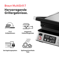 Kontaktný gril Braun MultiGrill 7 CG7040 3 v 1, BBQ a rúra, 2000 W, 230°, veľká grilovacia plocha (12 burgerov), vhodný do umývačky riadu, odkvapkávacia miska na tuk, vnútorný elektrický gril 2